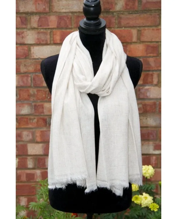Pashmina in puro cashmere Naturale Avorio