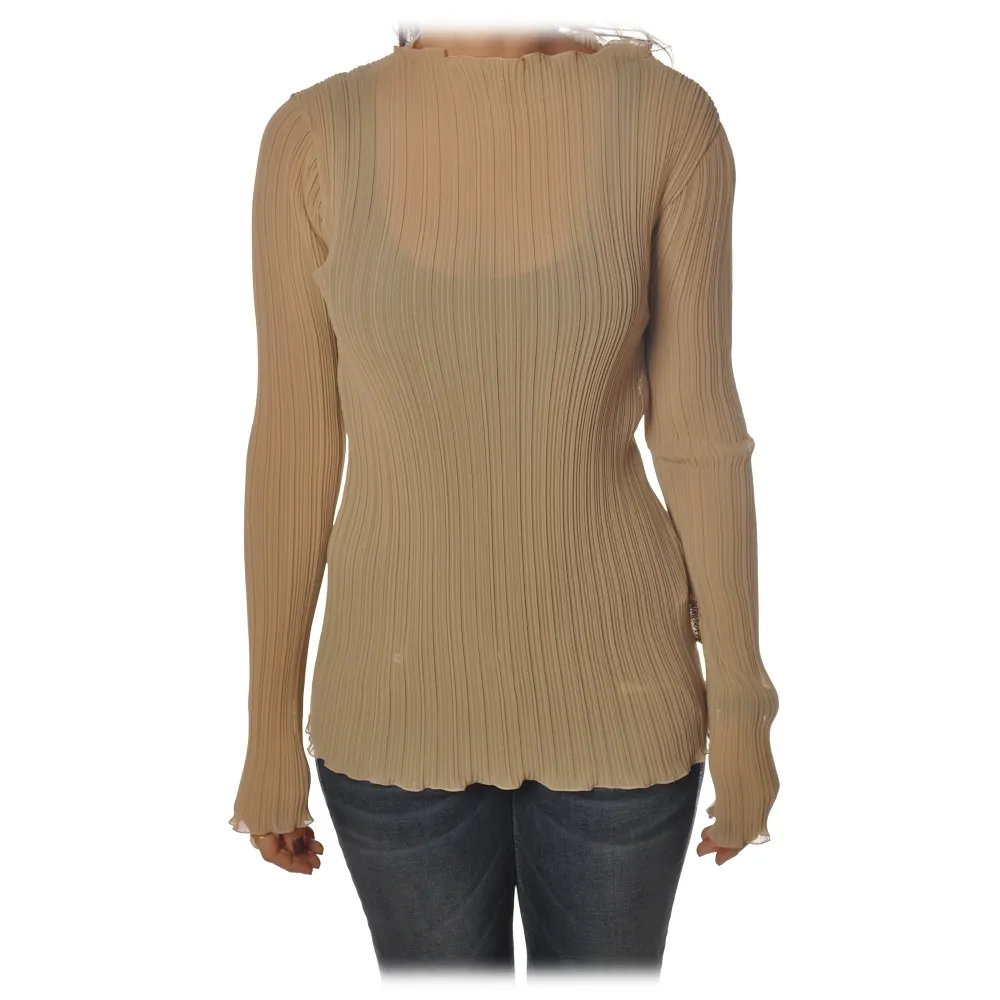 Patrizia Pepe - Casacca Manica Lunga Plissé - Beige - Camicia - Made in Italy - Luxury Exclusive Collection