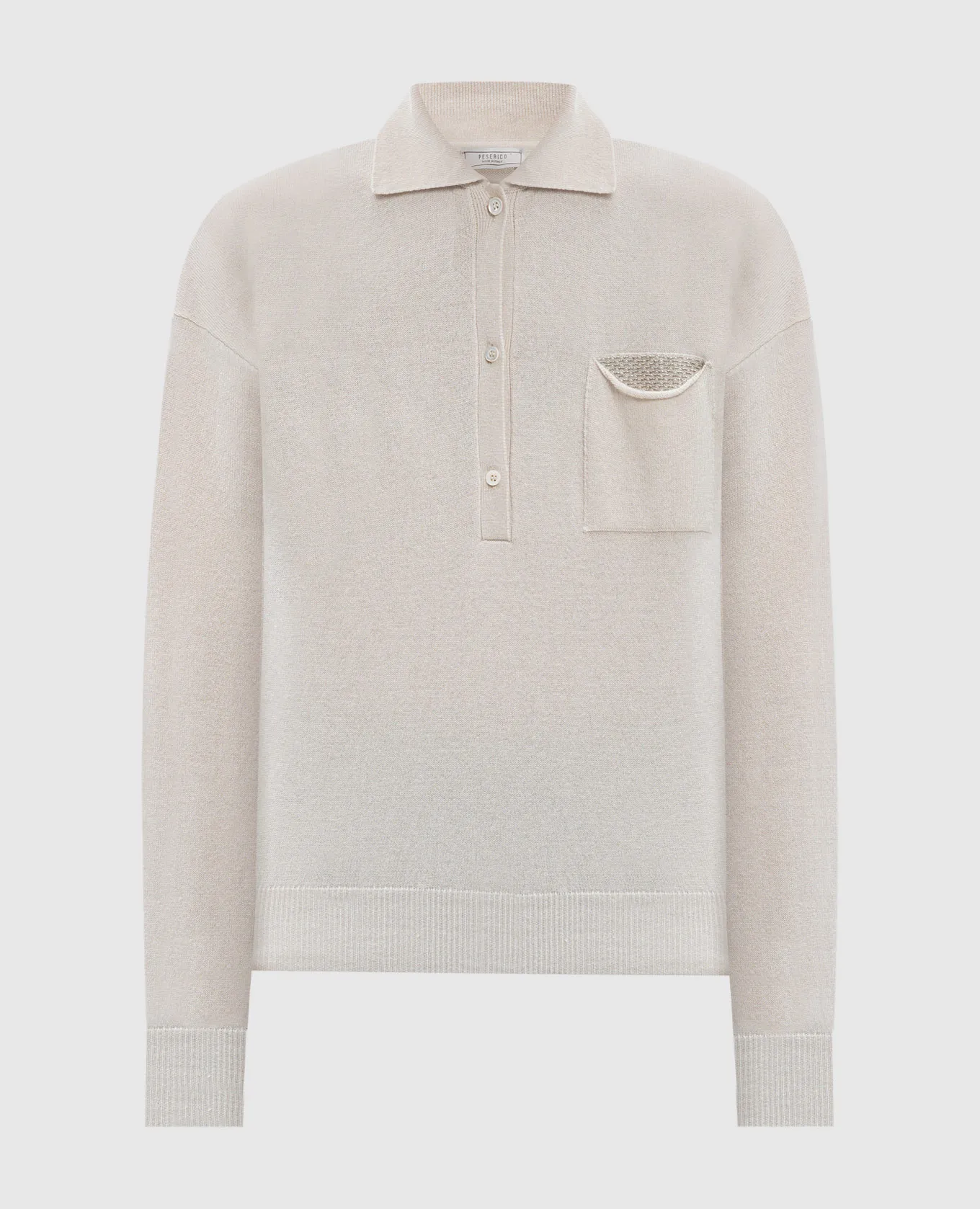 Peserico Polo beige in lana, seta e cashmere con catena monil A99530F12B9018