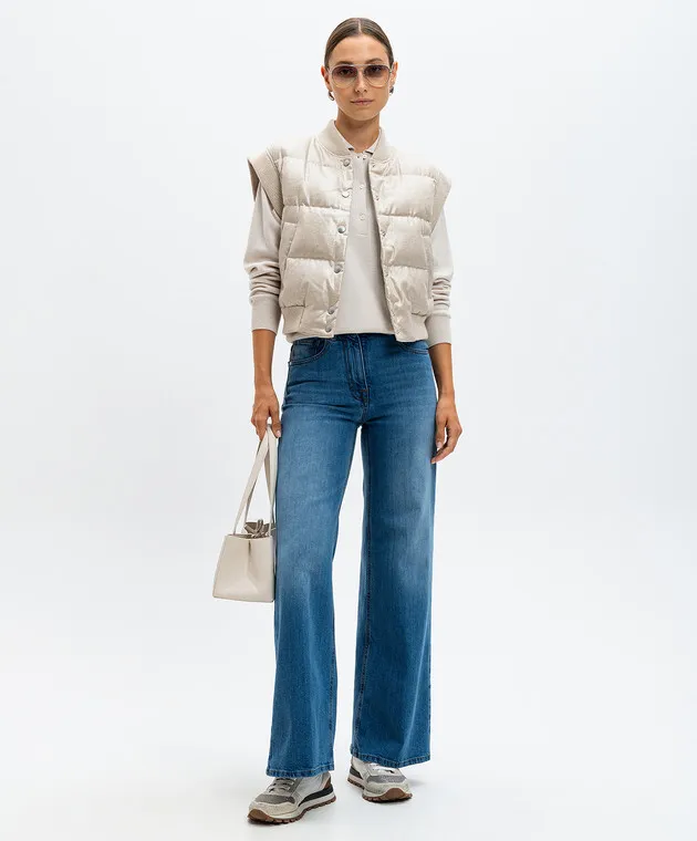 Peserico Polo beige in lana, seta e cashmere con catena monil A99530F12B9018
