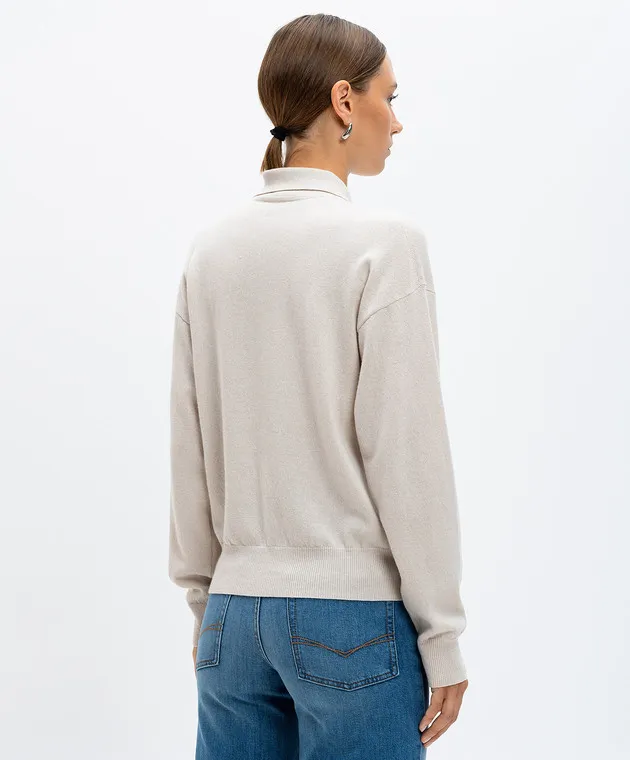 Peserico Polo beige in lana, seta e cashmere con catena monil A99530F12B9018