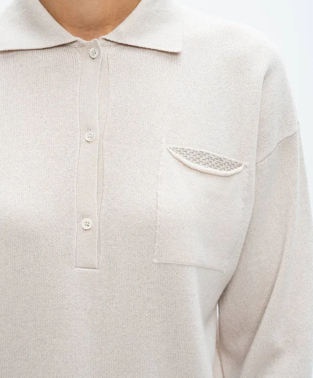 Peserico Polo beige in lana, seta e cashmere con catena monil A99530F12B9018