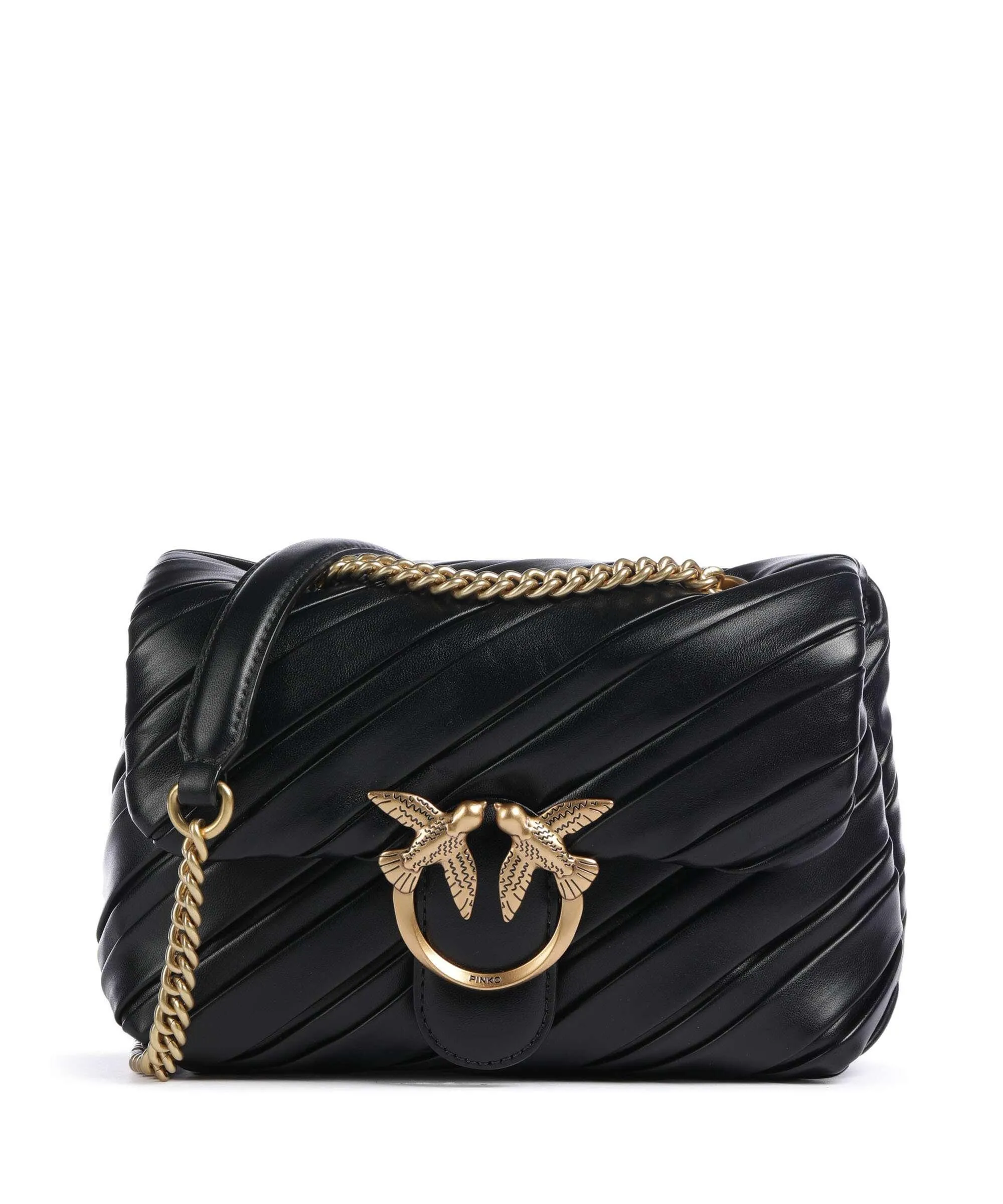  Pinko Love Puff Mini Borsa a spalla nappa pelle nero  
