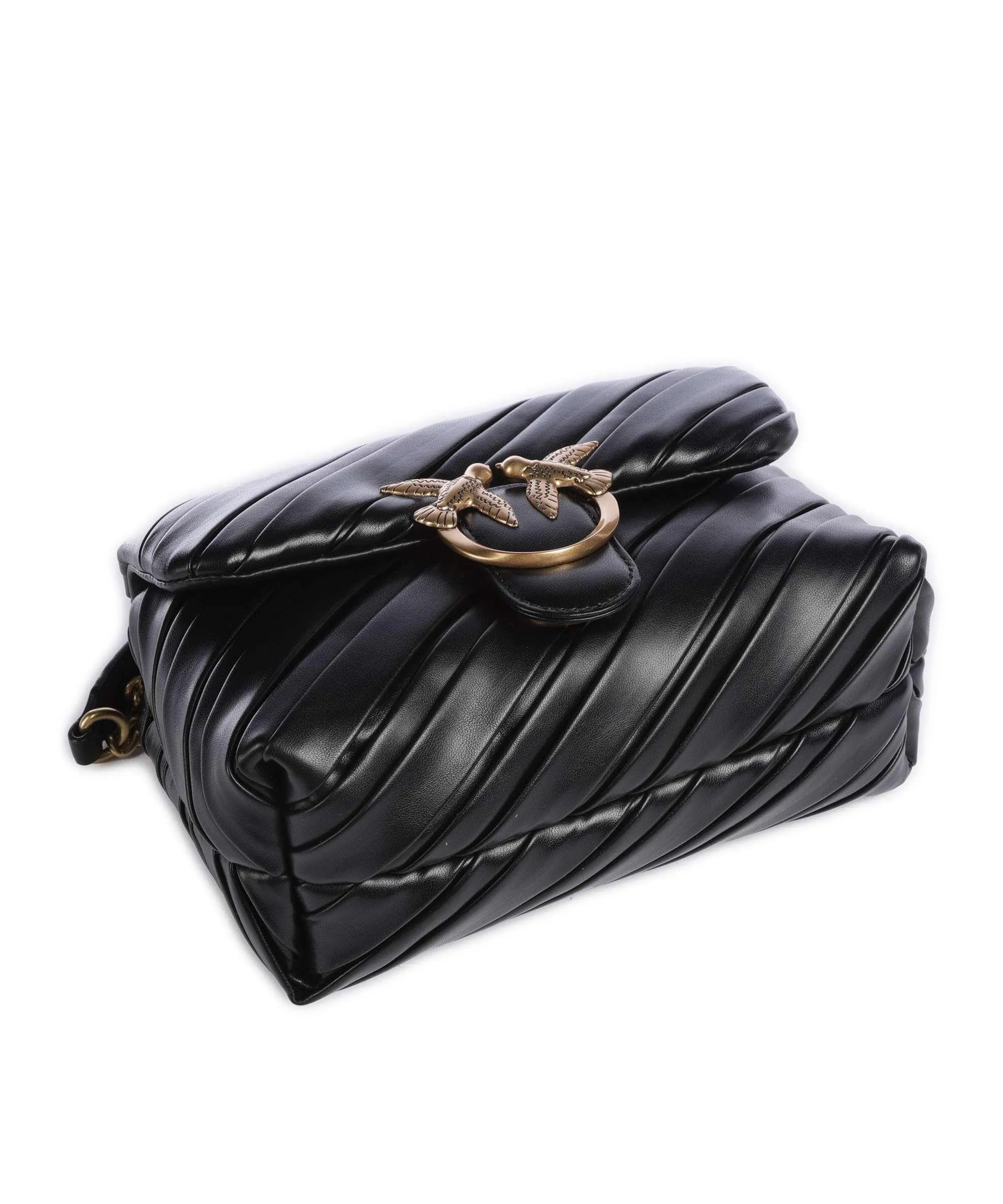  Pinko Love Puff Mini Borsa a spalla nappa pelle nero  
