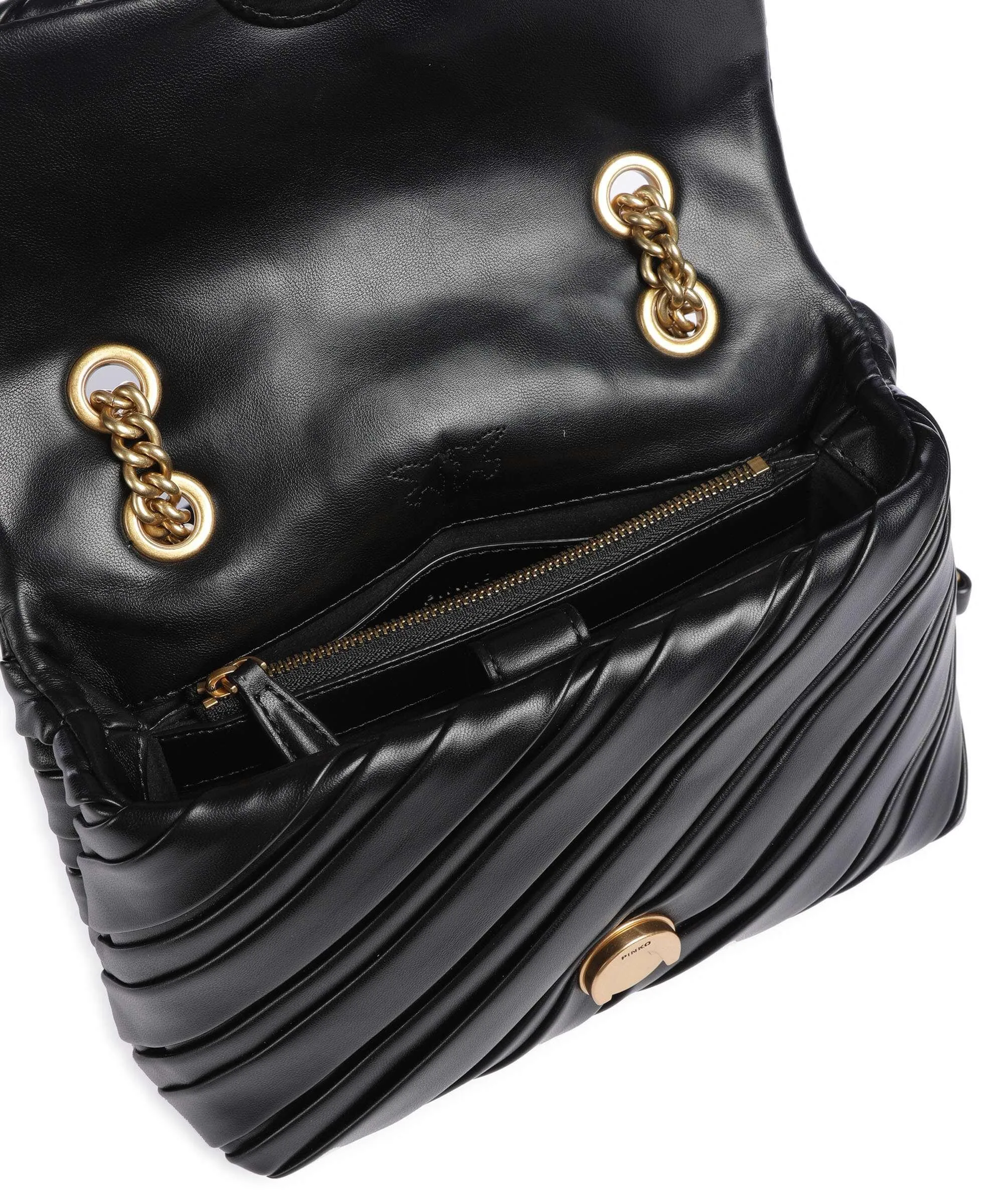  Pinko Love Puff Mini Borsa a spalla nappa pelle nero  