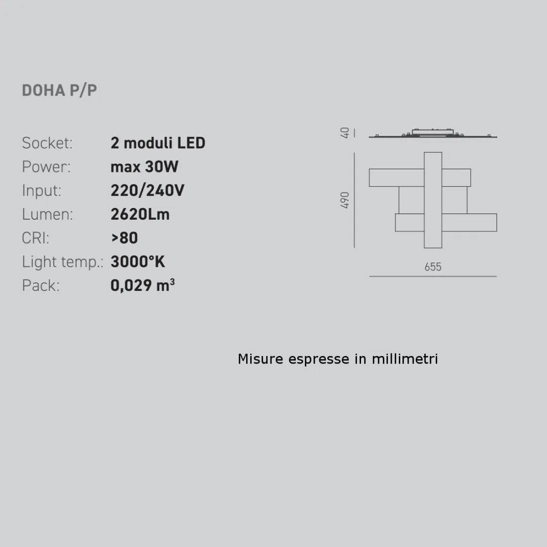 Plafoniera moderna Gea Luce DOHA PP LED 30W 220V alluminio metacrilato lampada soffitto