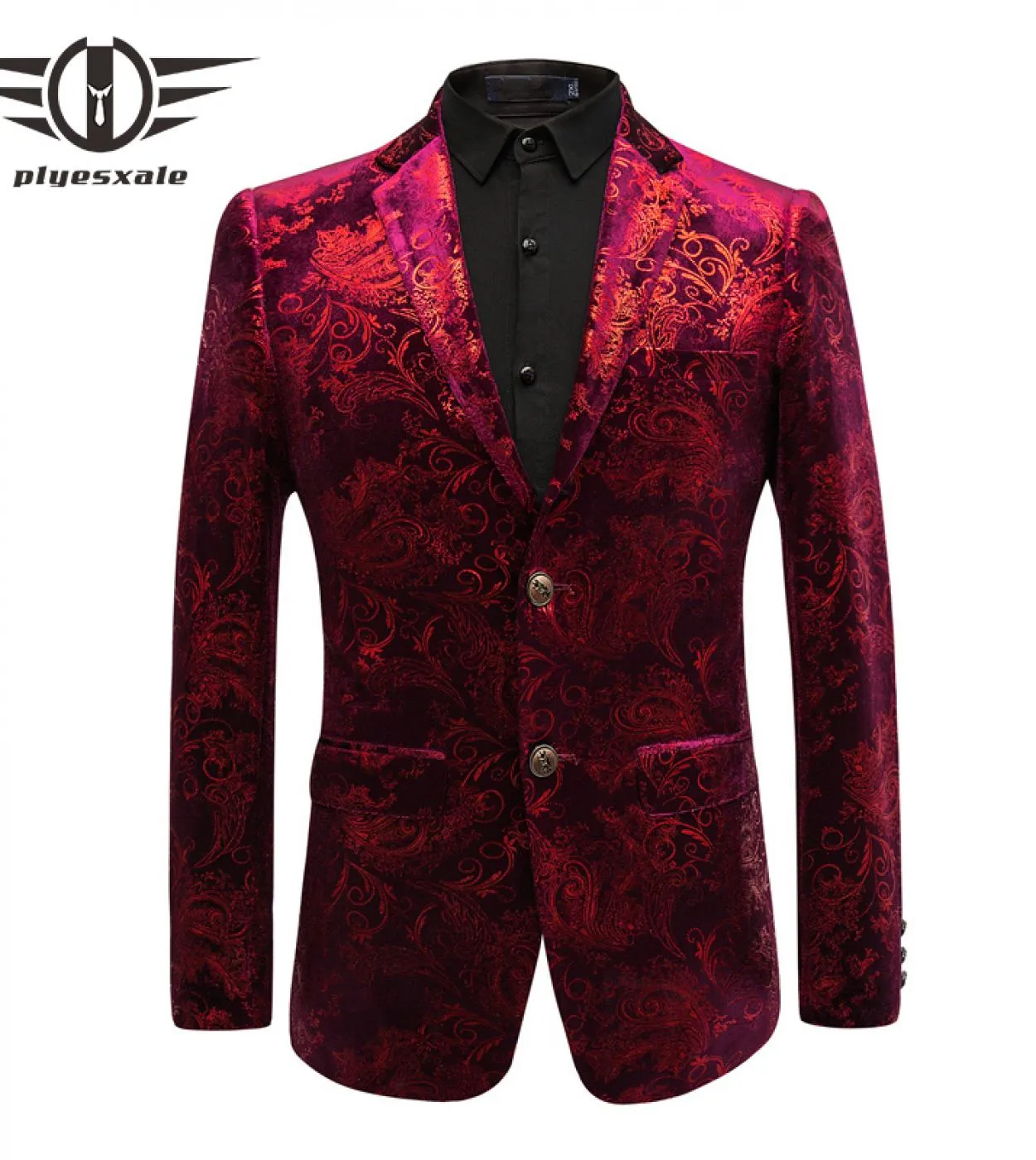 Plyesxale Blazer da uomo in velluto bordeaux di nuovo arrivo Blazer da uomo casual da uomo Slim Fit Blazer da palcoscenico Q44