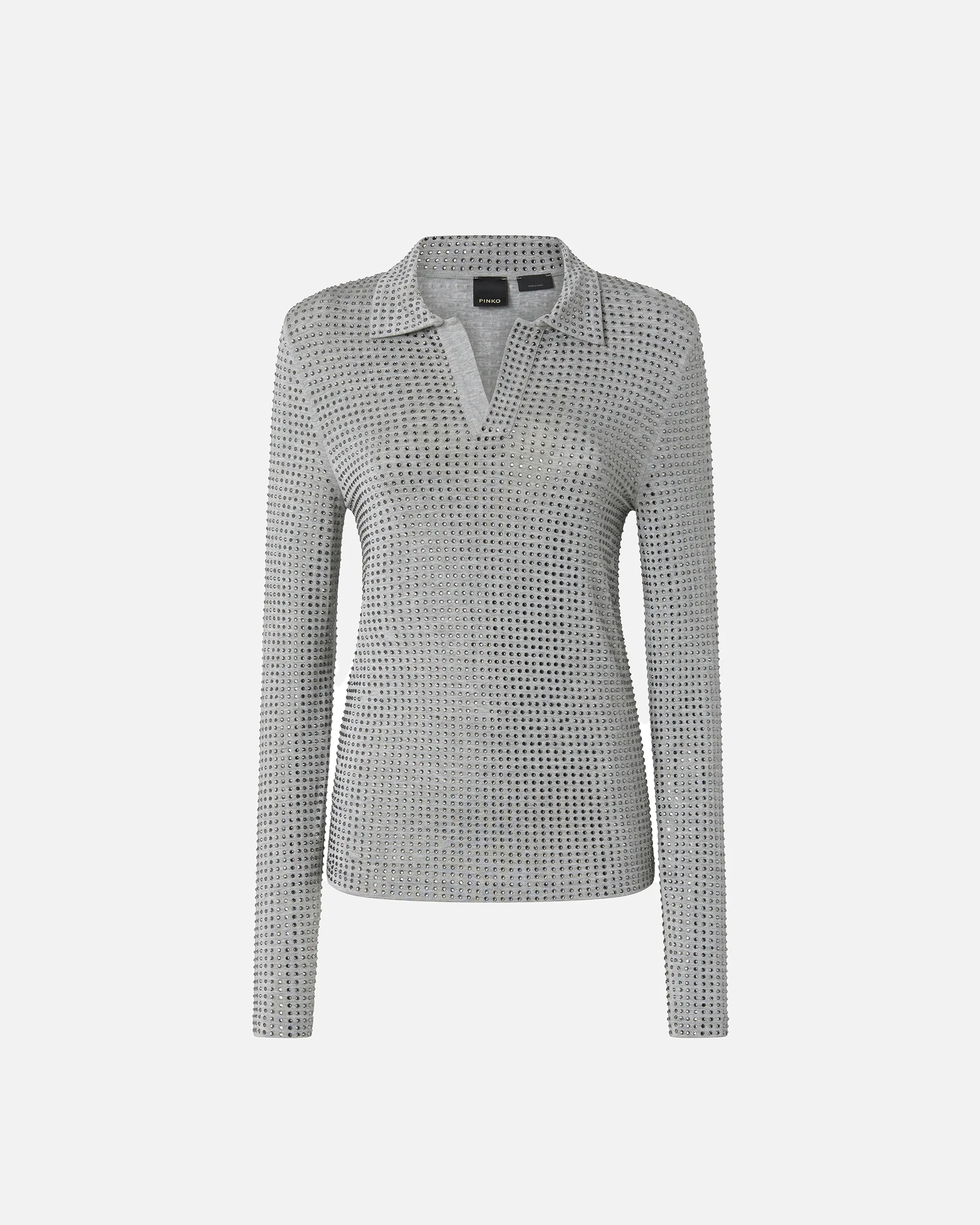  Polo maniche lunghe jersey con strass    