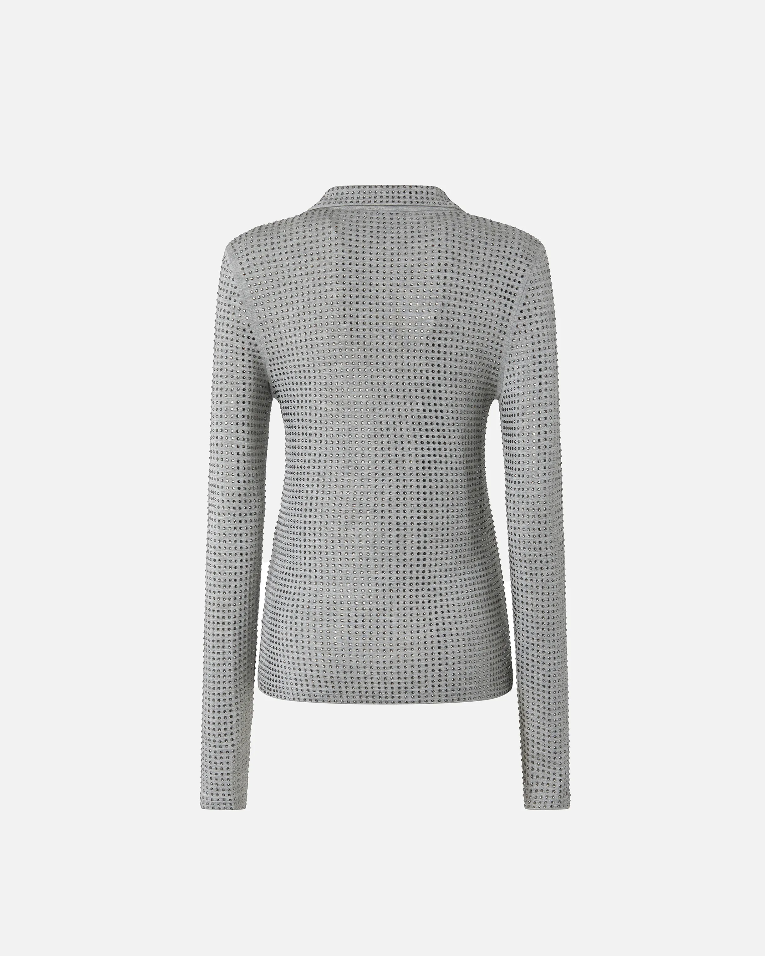  Polo maniche lunghe jersey con strass    