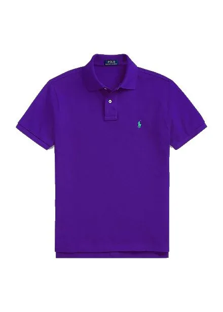 POLO VIOLA IN COTONE CON RICAMO LOGO FRONTALE