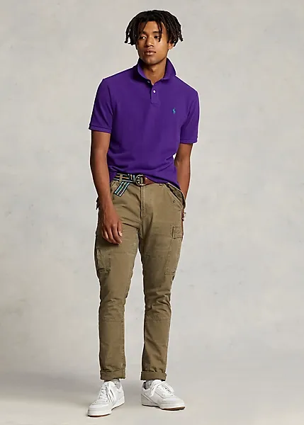 POLO VIOLA IN COTONE CON RICAMO LOGO FRONTALE