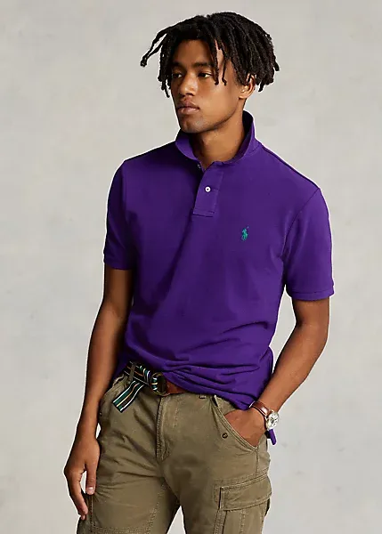 POLO VIOLA IN COTONE CON RICAMO LOGO FRONTALE