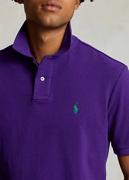 POLO VIOLA IN COTONE CON RICAMO LOGO FRONTALE