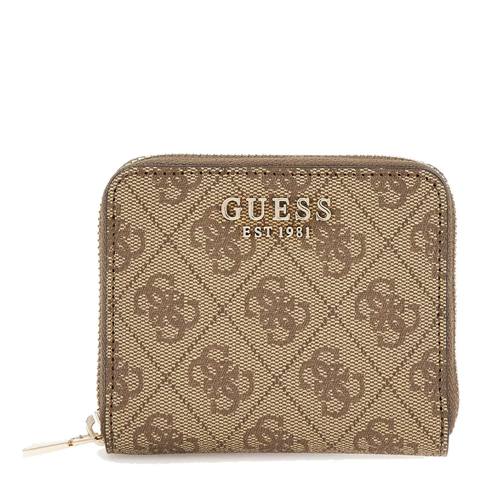Portafoglio Piccolo GUESS Chiuso con Zip Linea Laurel Colore Latte Logo