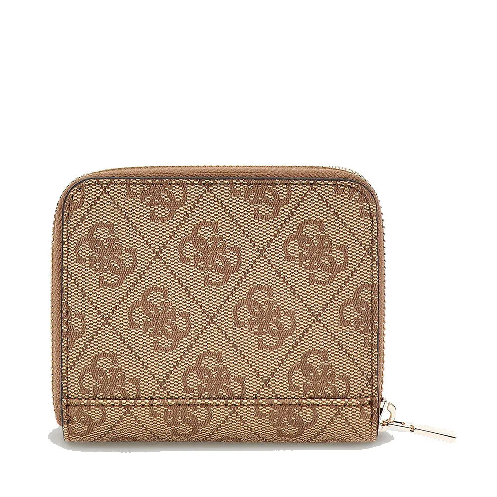 Portafoglio Piccolo GUESS Chiuso con Zip Linea Laurel Colore Latte Logo