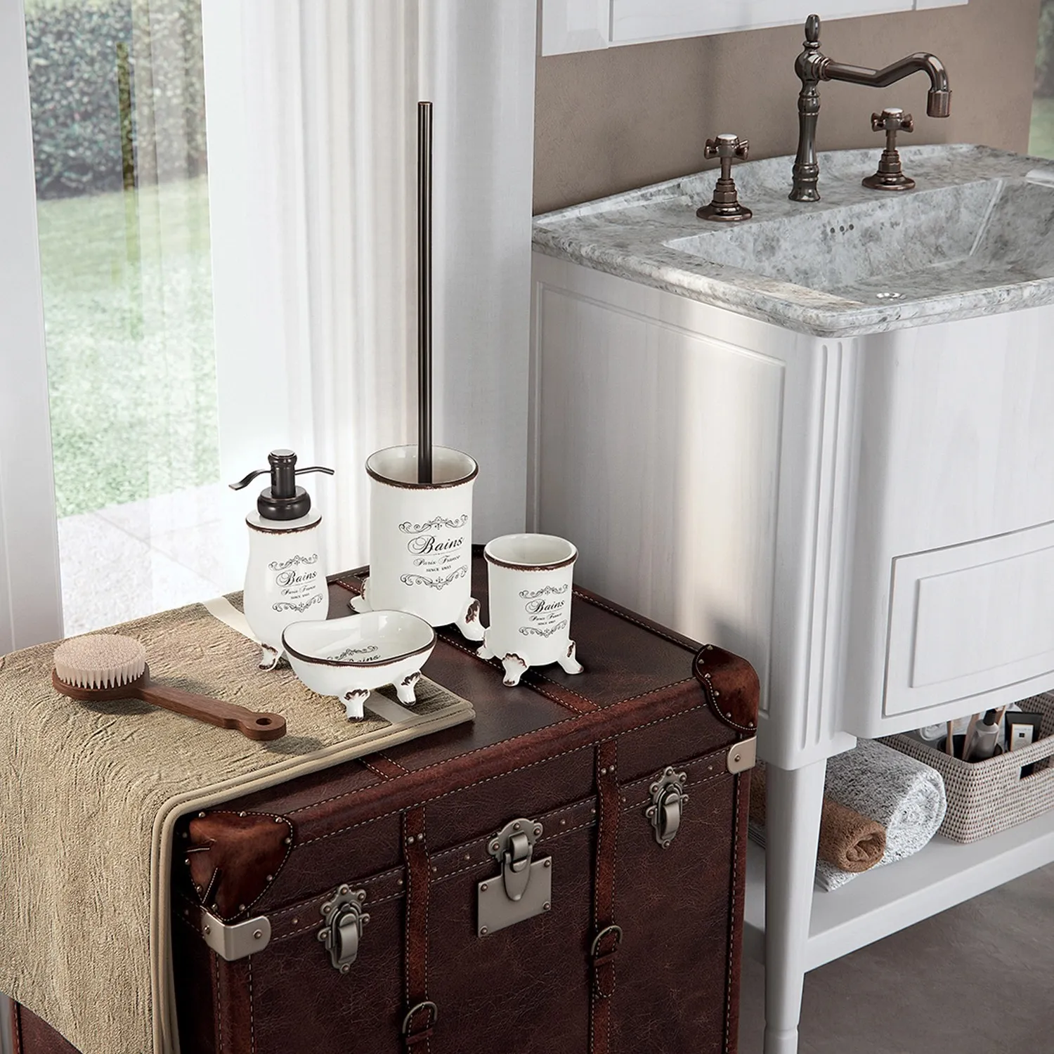 Portaspazzolini Amelie in ceramica bianco