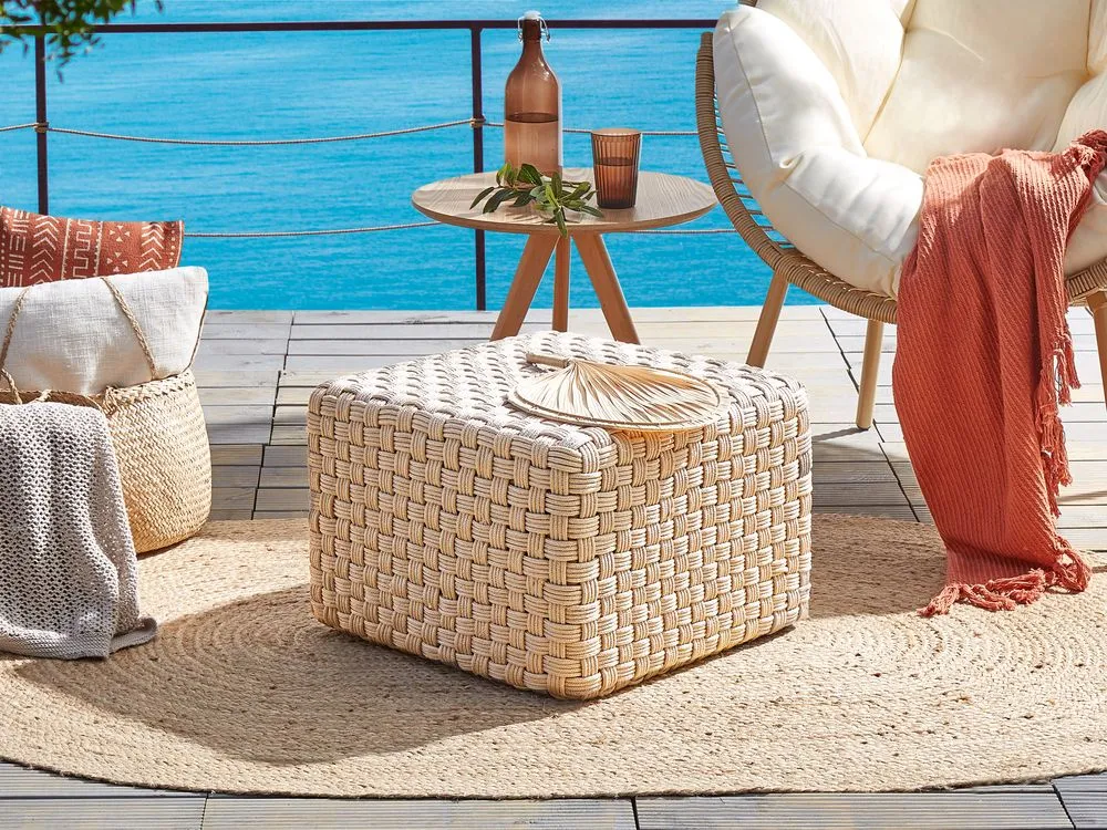 Pouf da giardino beige chiaro 50 x 50 cm NALLI