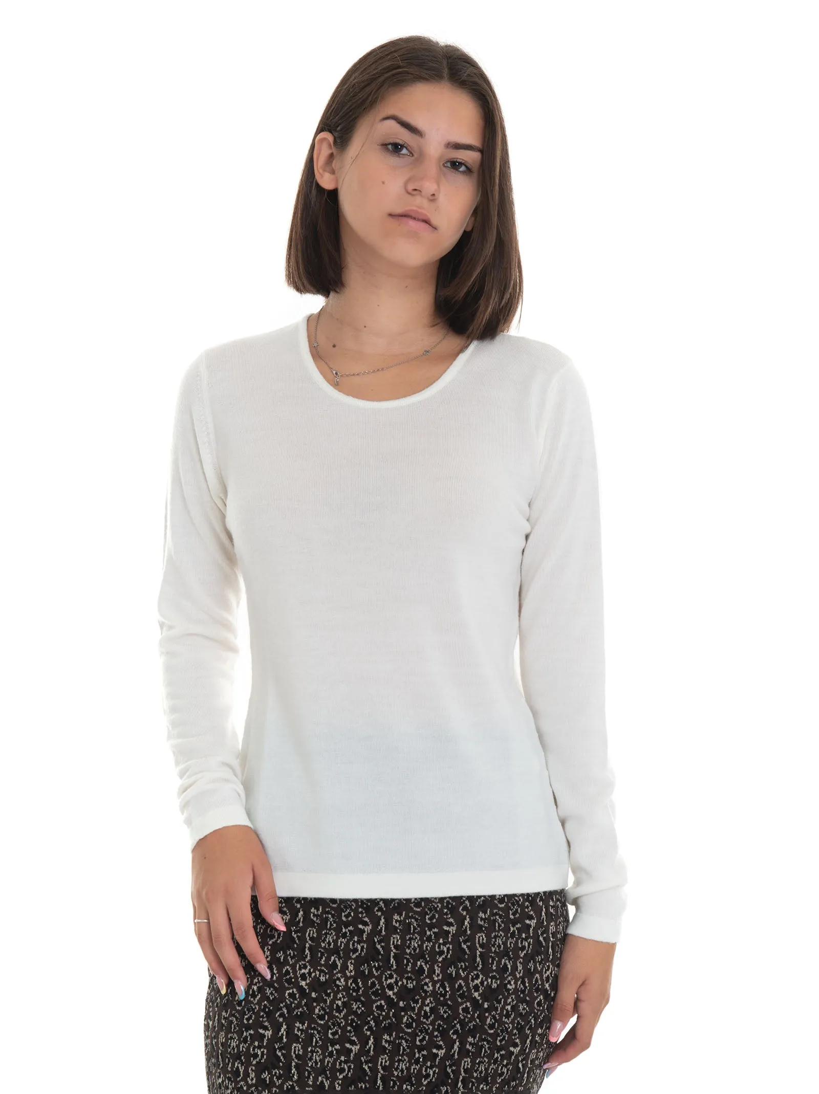 Pullover girocollo Bianco Quality First Donna