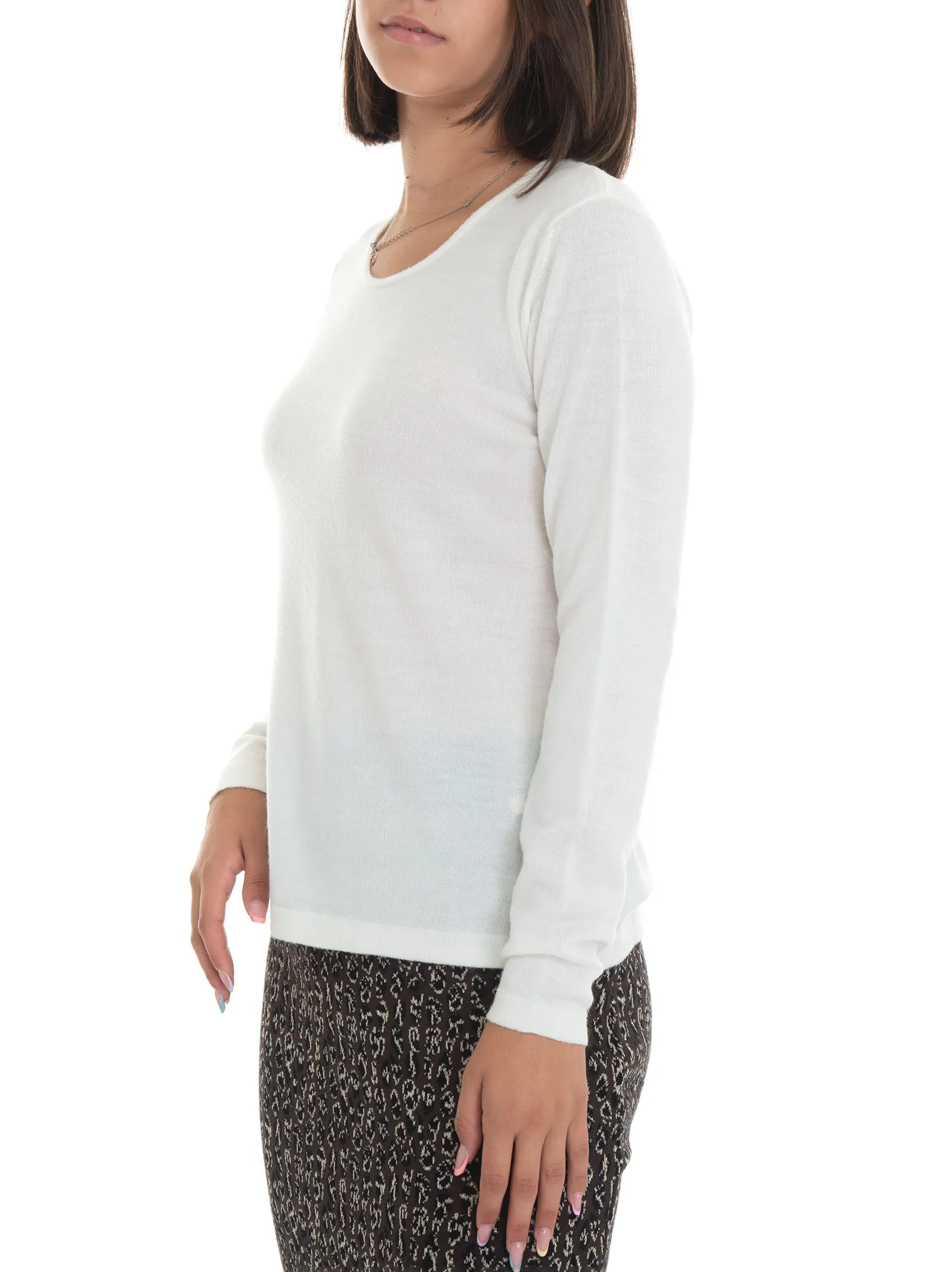 Pullover girocollo Bianco Quality First Donna