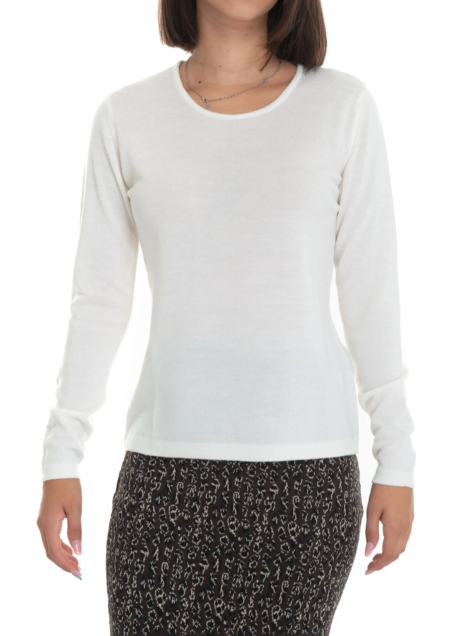 Pullover girocollo Bianco Quality First Donna