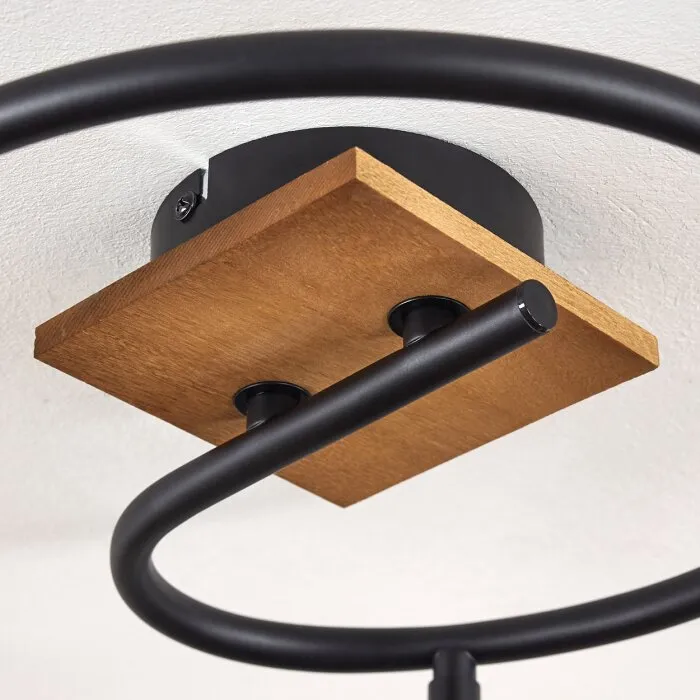 Raccuia Plafoniera Legno scuro, Nero, 3-Luci