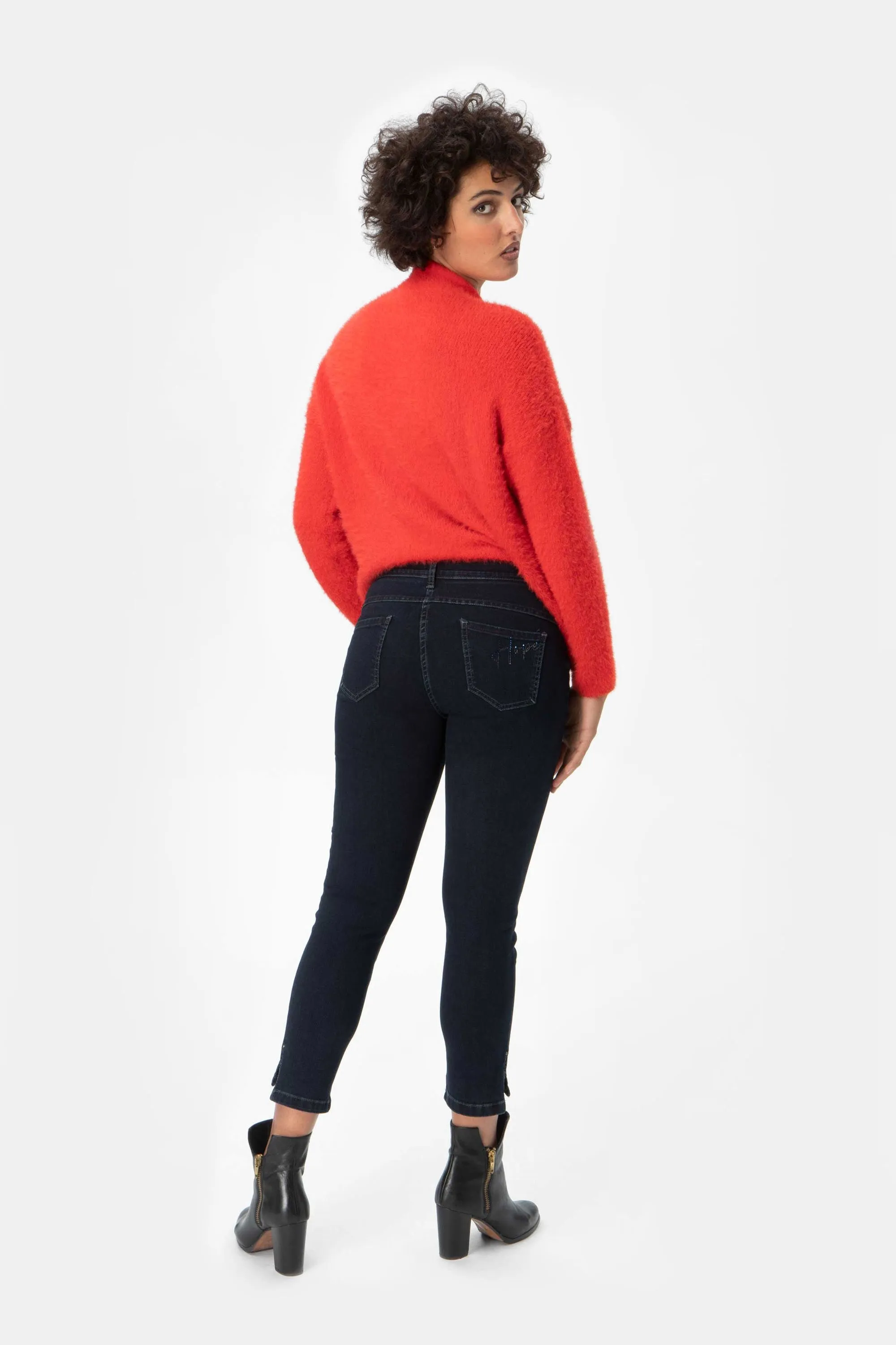 Raf Re04/S Jeans blu con spacchetto e strass