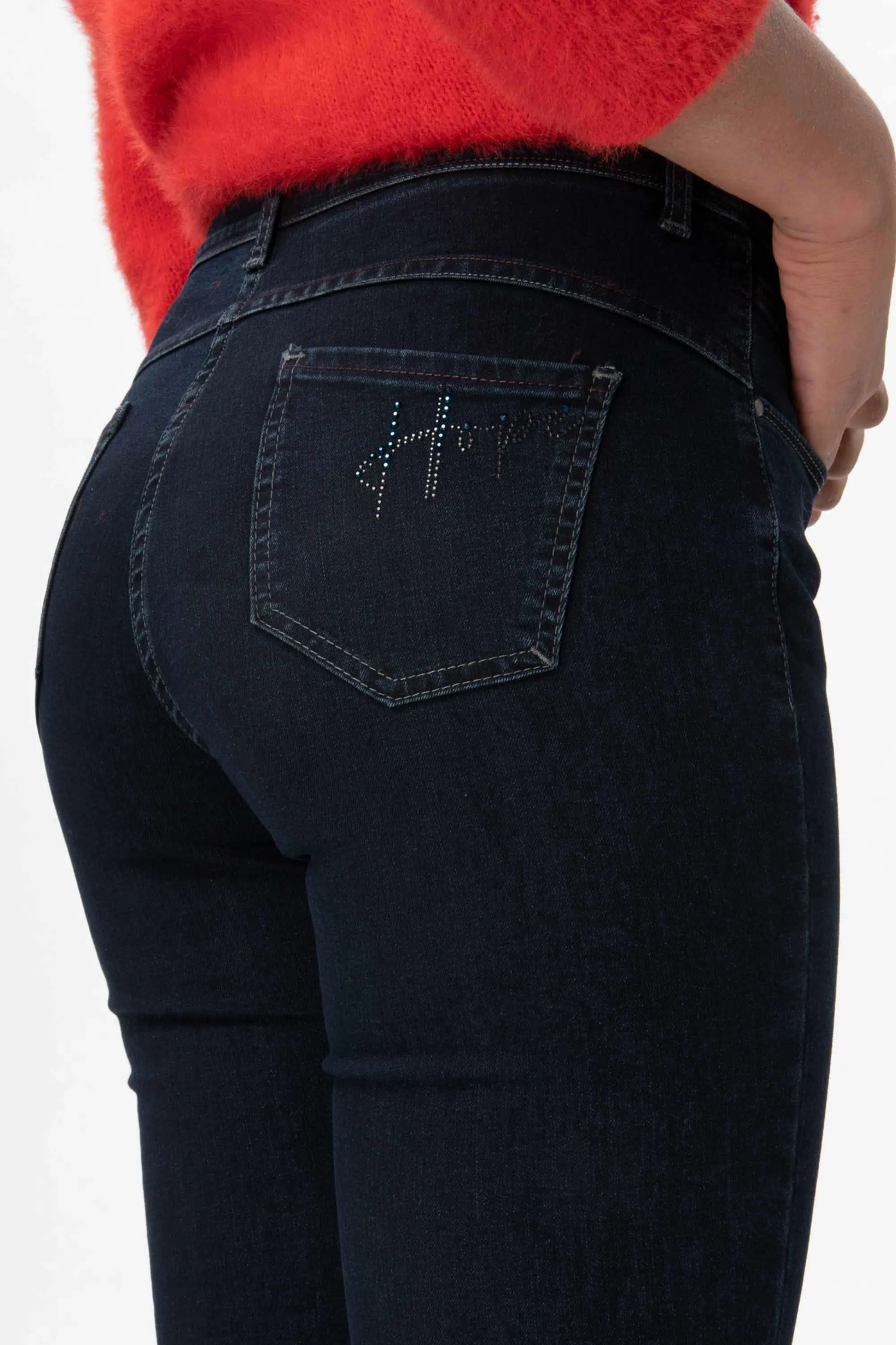 Raf Re04/S Jeans blu con spacchetto e strass