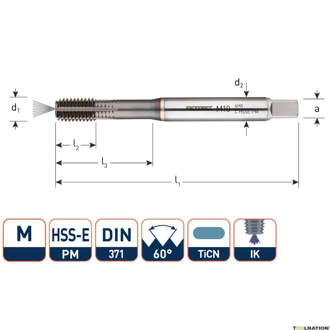 Rotec 353.0800TK HSSE Rubinetto a rulli metrico con raffreddamento M 8x1,25 TiCN