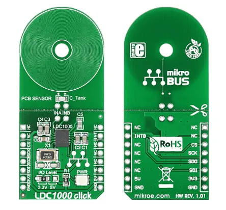 Scheda click mikroBus LDC1000 click MikroElektronika, con Sensore induttivo