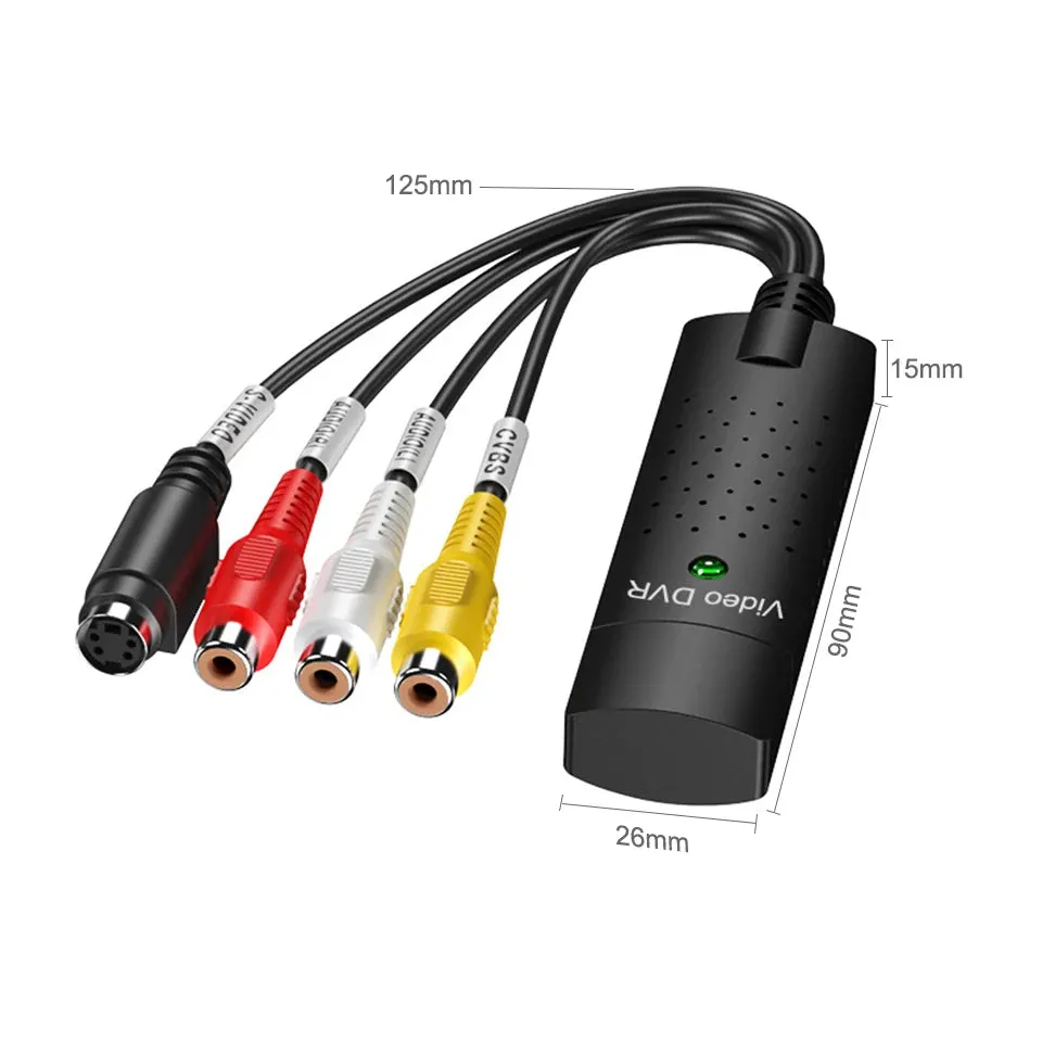 Scheda di acquisizione video USB Easy Cap VHS VCR Mini DV Hi8 Convertitore da DVD a digitale RCA/S-video a USB 2.0 Acquisizione 