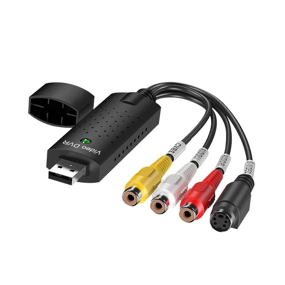 Scheda di acquisizione video USB Easy Cap VHS VCR Mini DV Hi8 Convertitore da DVD a digitale RCA/S-video a USB 2.0 Acquisizione 