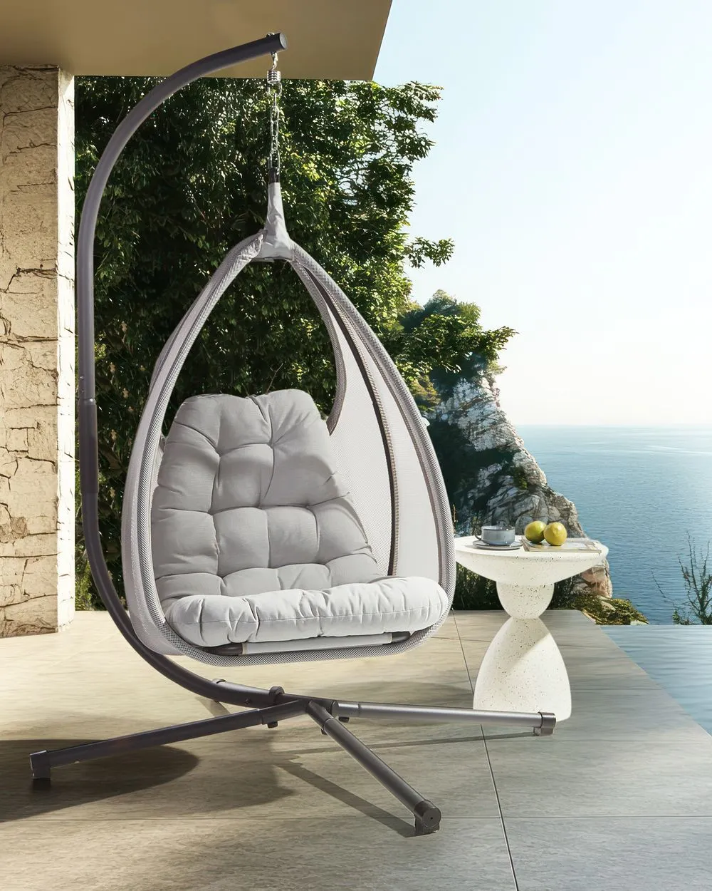 Sedia sospesa con supporto grigio chiaro AVEGNO