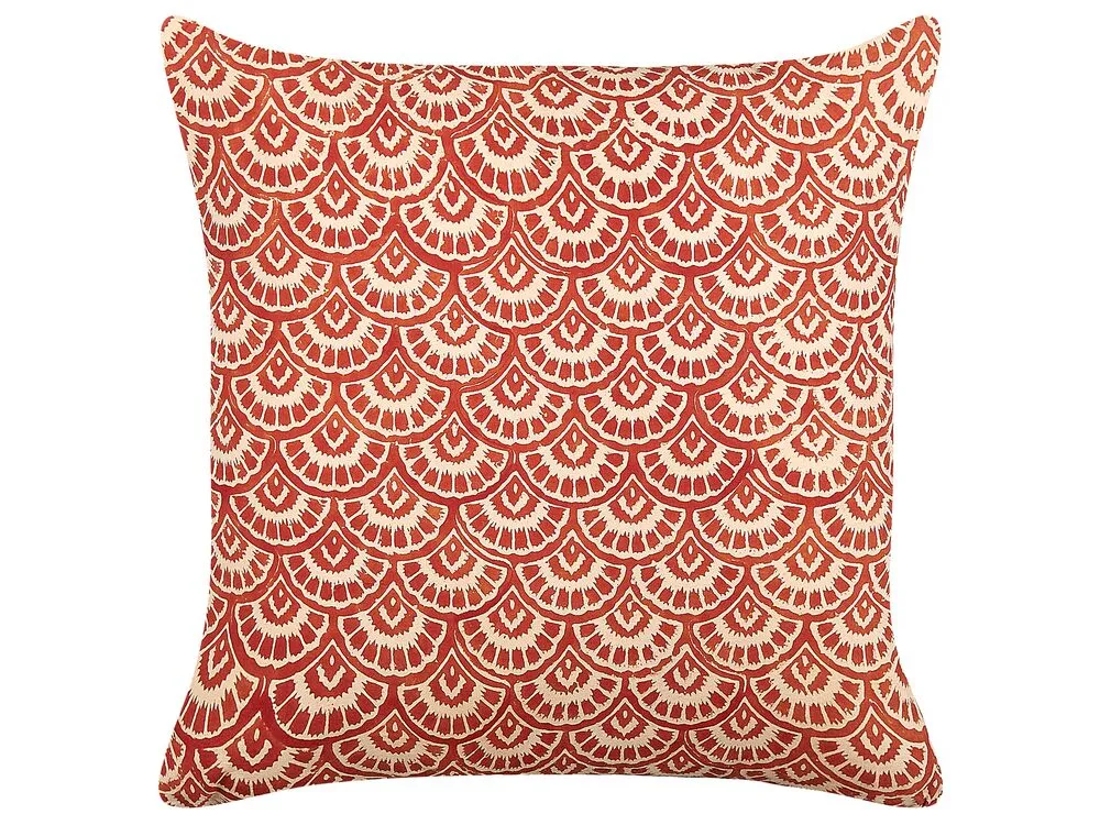 Set di 2 cuscini RHUS Cotone 45 x 45 cm Rosso Trama geometrica