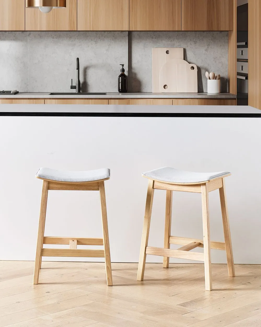 Set di 2 sgabelli da bar DIXON Legno Grigio chiaro
