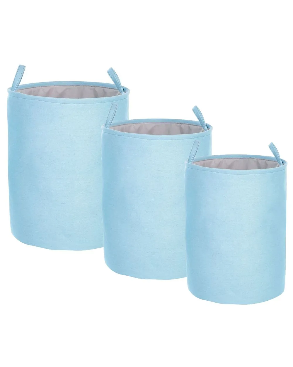 Set di 3 ceste cotone celeste e grigio ARCHA