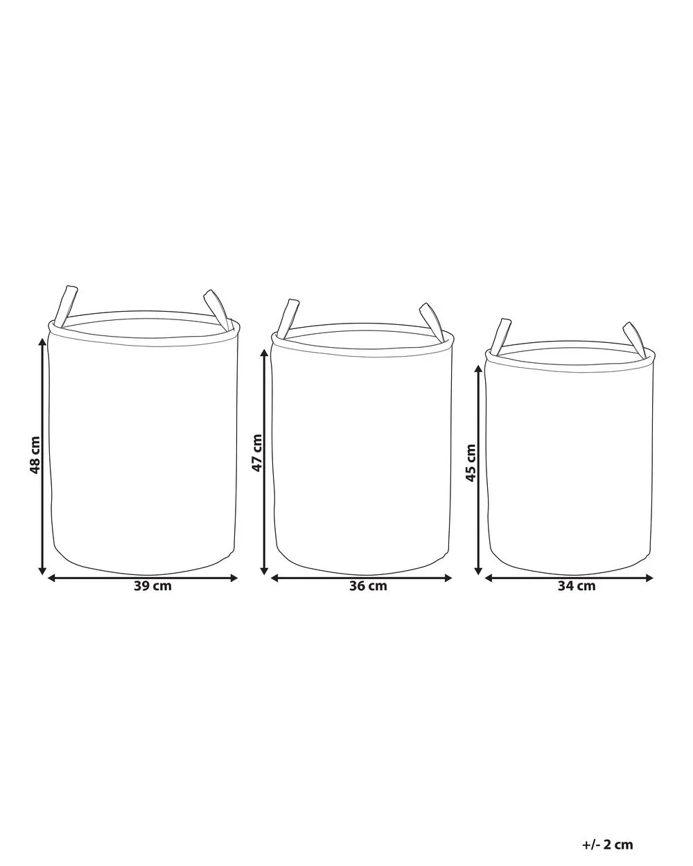 Set di 3 ceste cotone celeste e grigio ARCHA