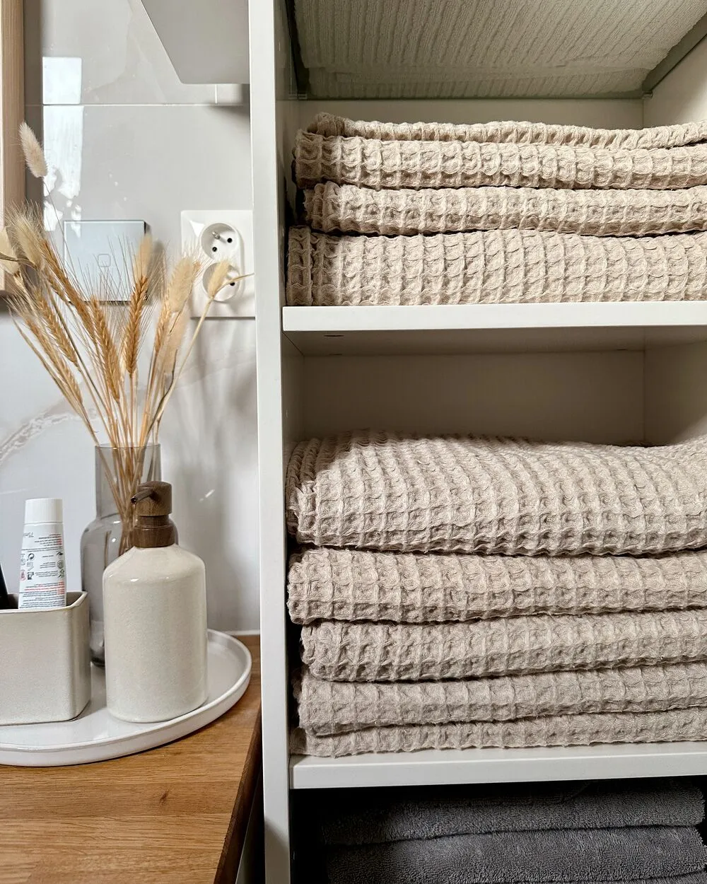 Set of 11 Towels AREORA Cotton Beige