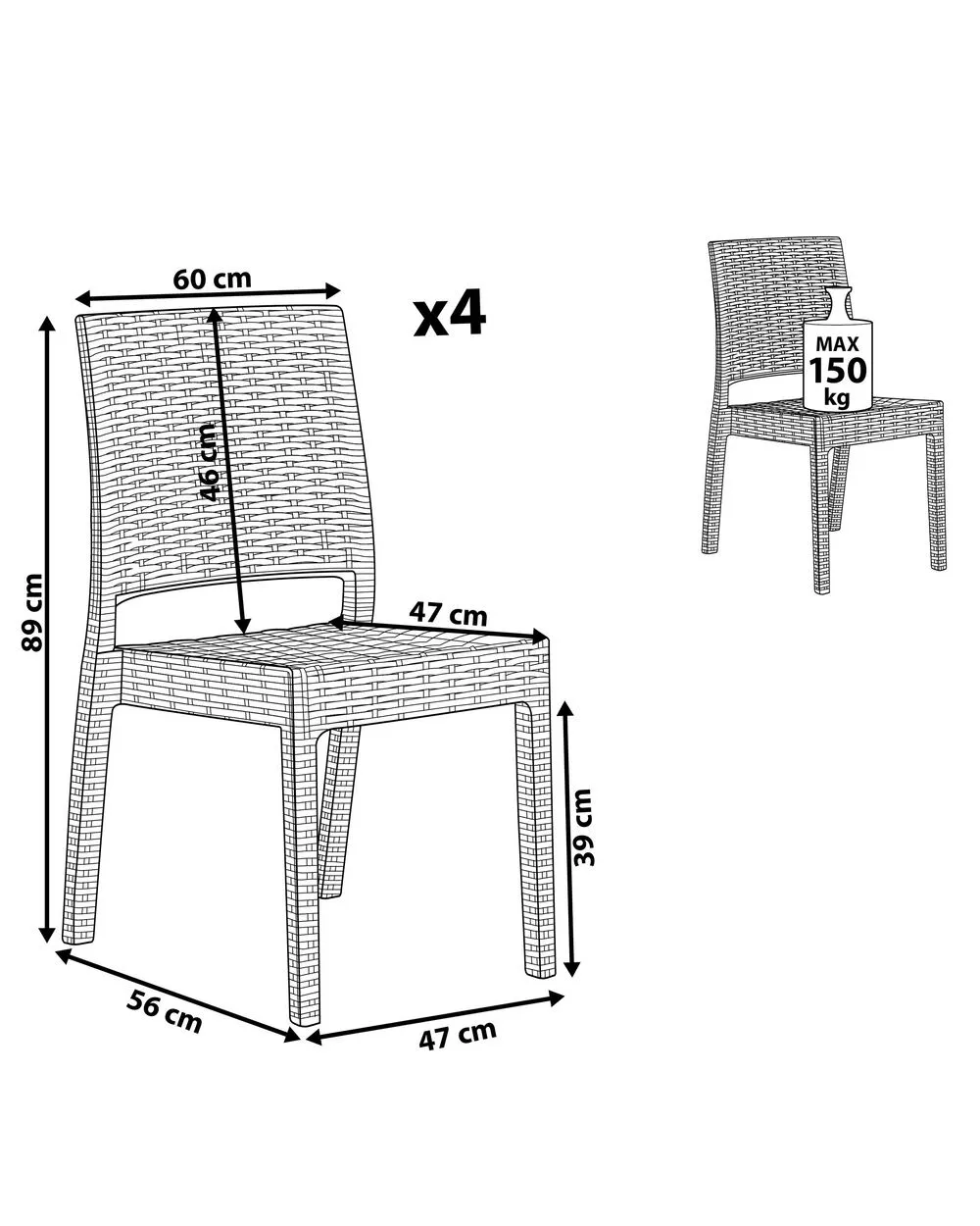 Set of 4 Garden Chairs FOSSANO Synthetic Material Light Grey