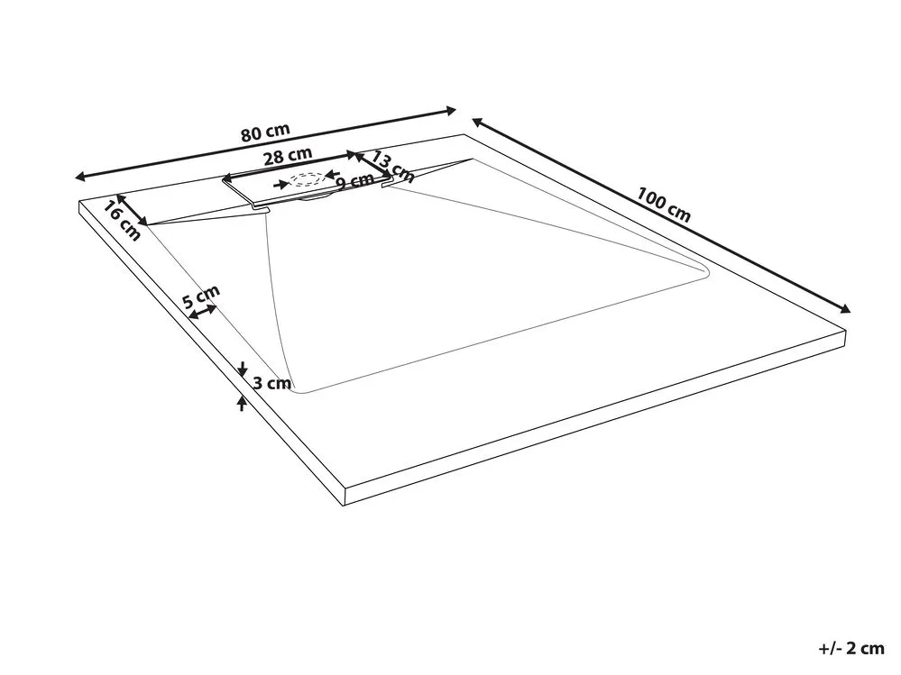 Shower Tray AZZURRO 80 x 100 x 3 cm Black