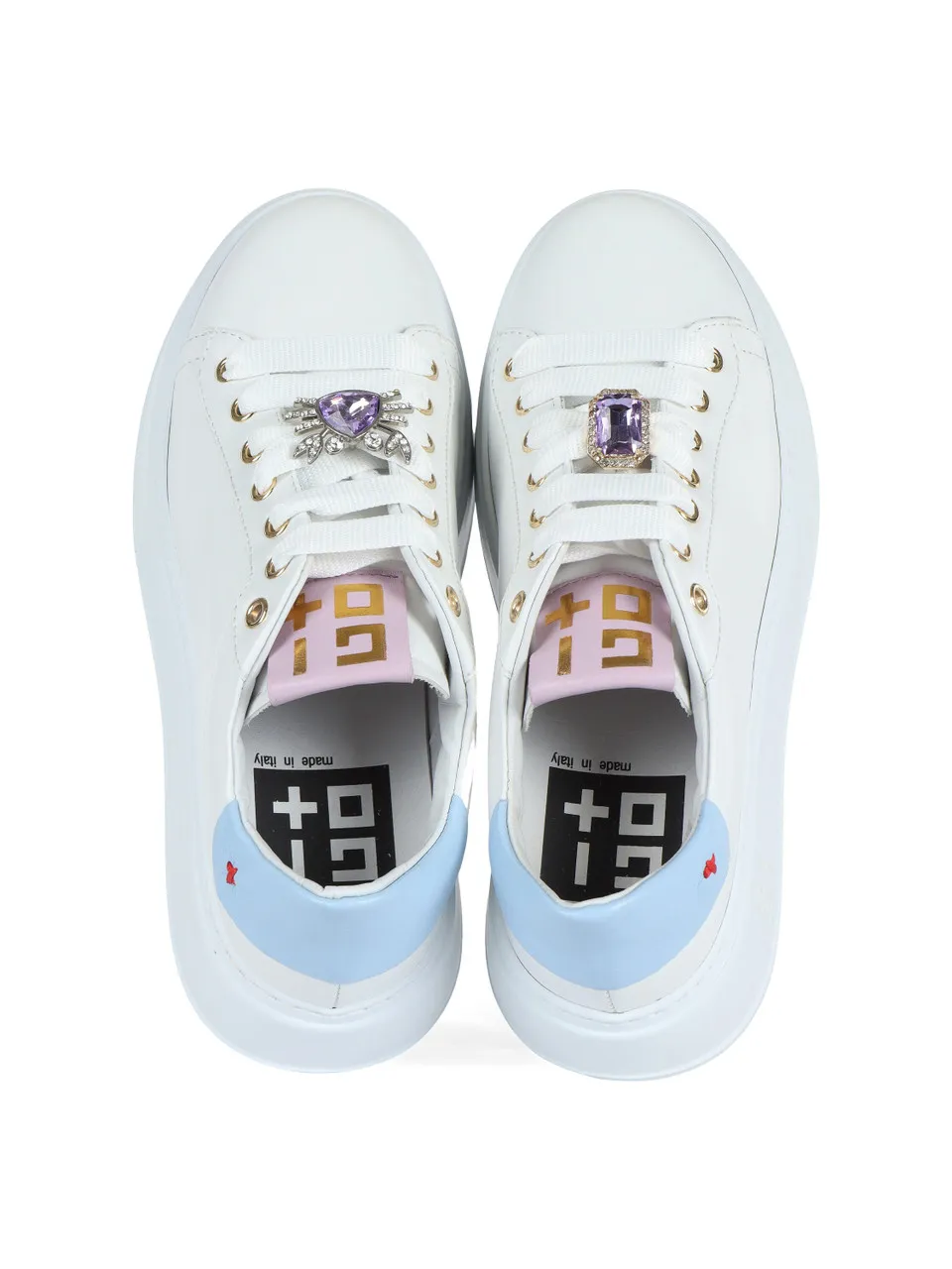 Sneakers in pelle PIA166A con inserti a contrasto