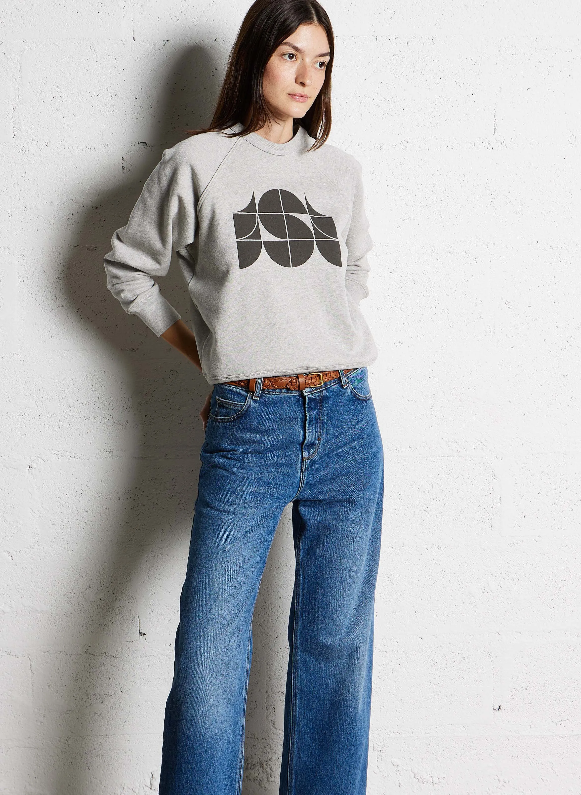  SOEUR   PASCAL - Felpa dritta scollo tondo in cotone bio | Grigio