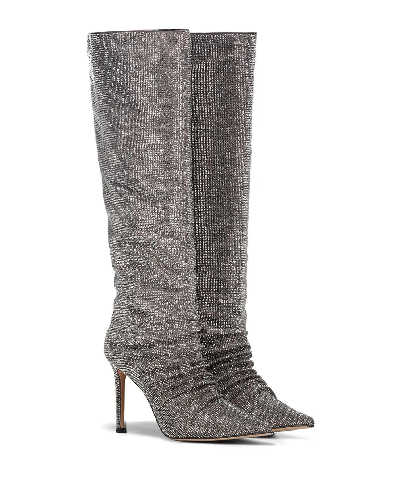 Stivale alto Gris strass grigio