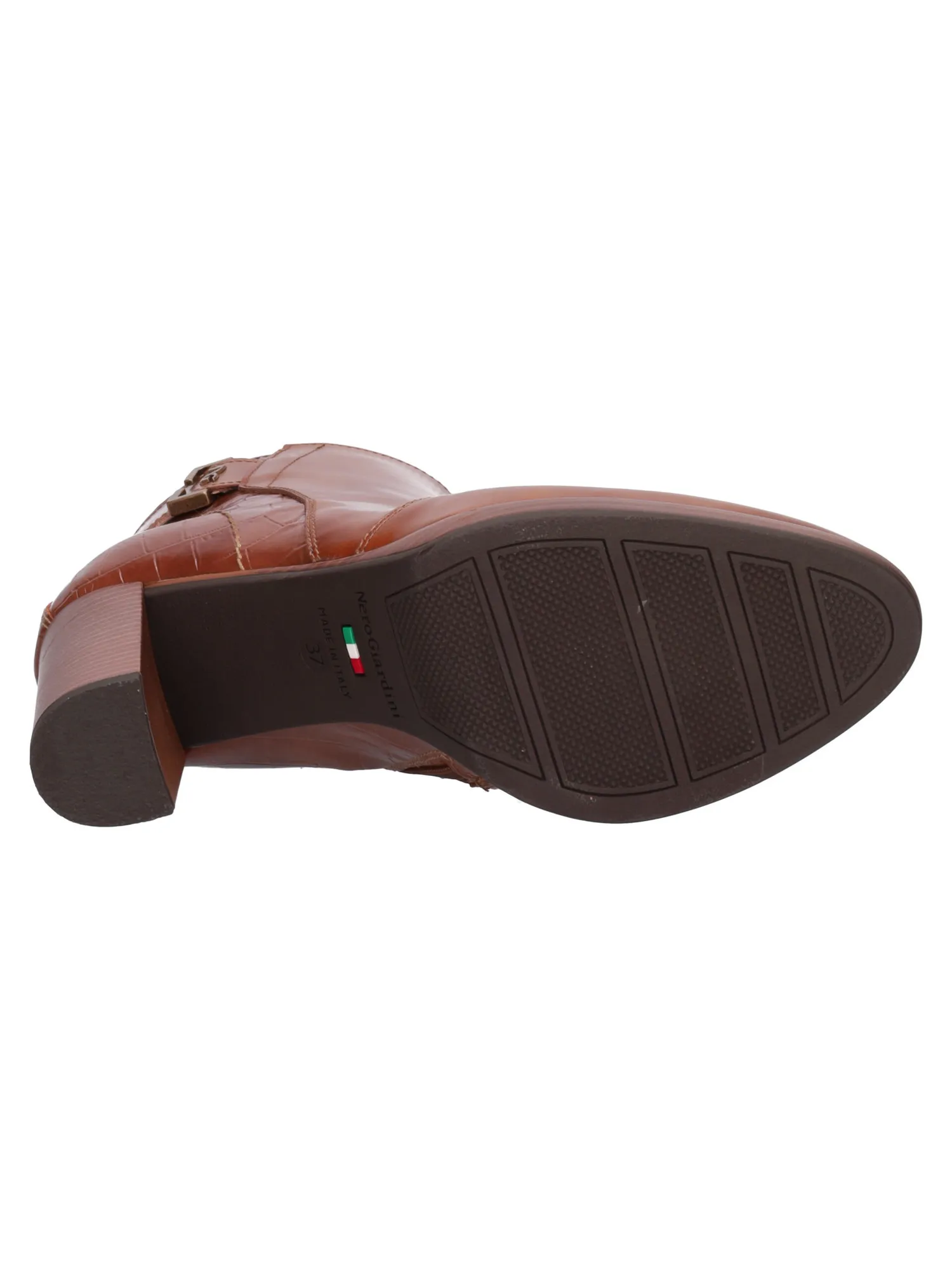 Stivaletto tacco largo Nero Giardini da donna cuoio