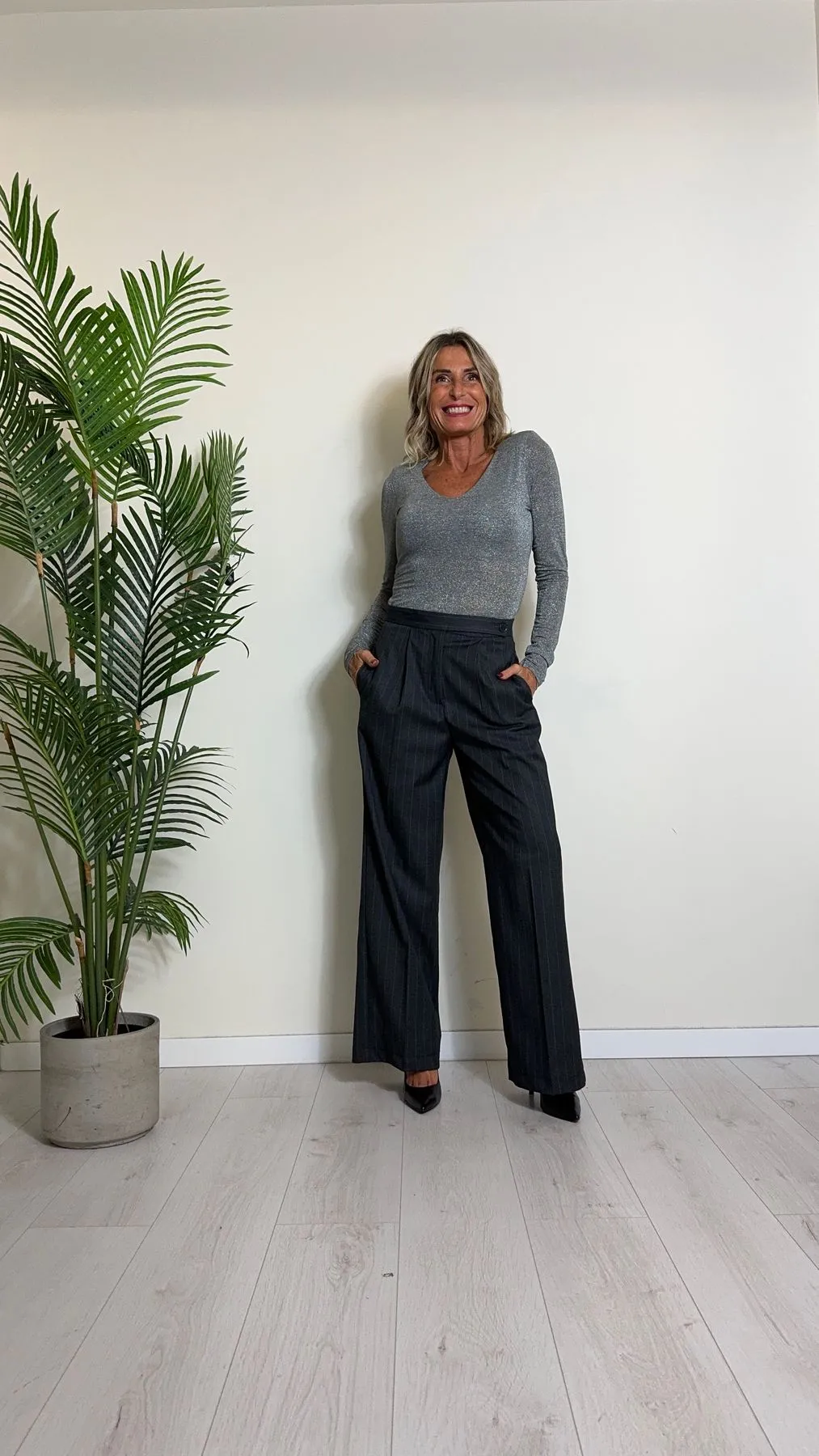 SUSYMIX - B0910 - MAGLIA/TOP LUREX VISCOSA SCOLLO A V CON IMBOTTITURA SPALLINE
