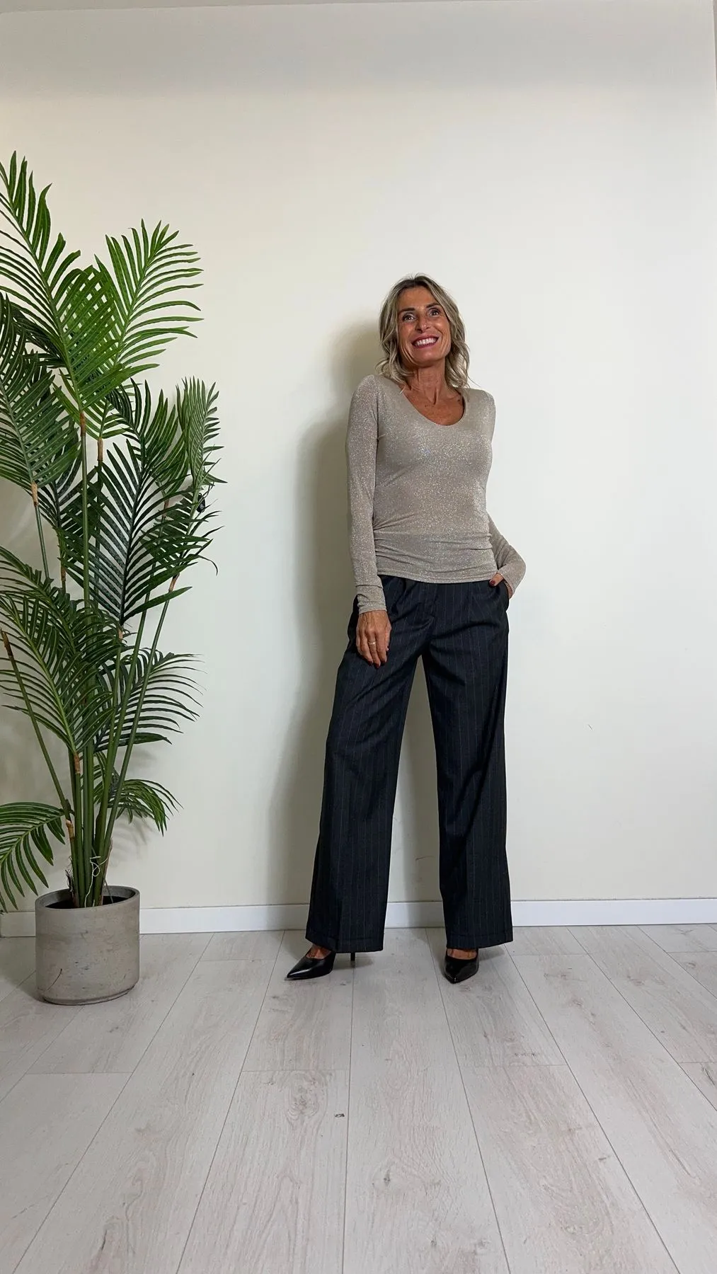 SUSYMIX - B0910 - MAGLIA/TOP LUREX VISCOSA SCOLLO A V CON IMBOTTITURA SPALLINE
