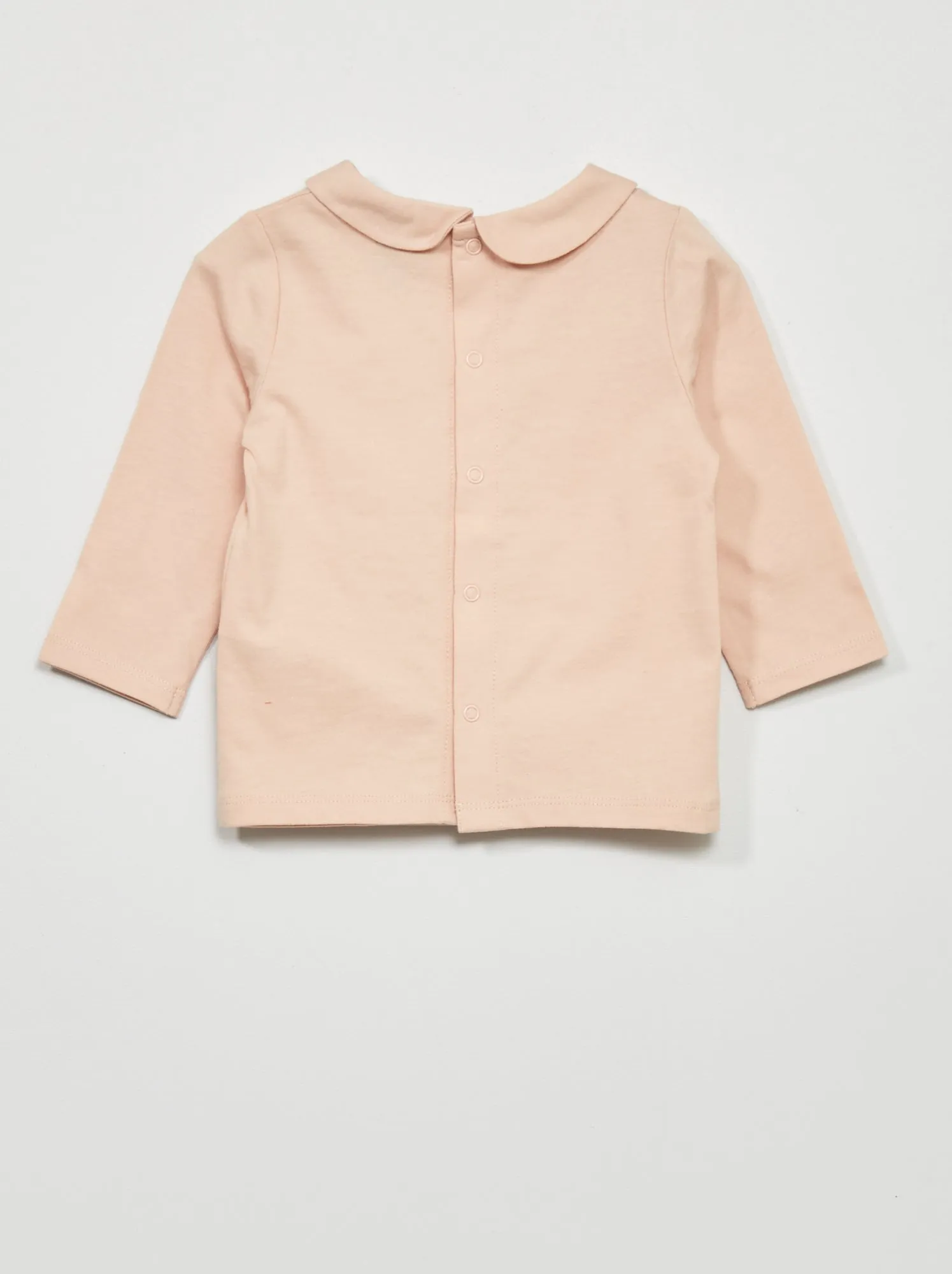 T-shirt con colletto claudine - Rosa