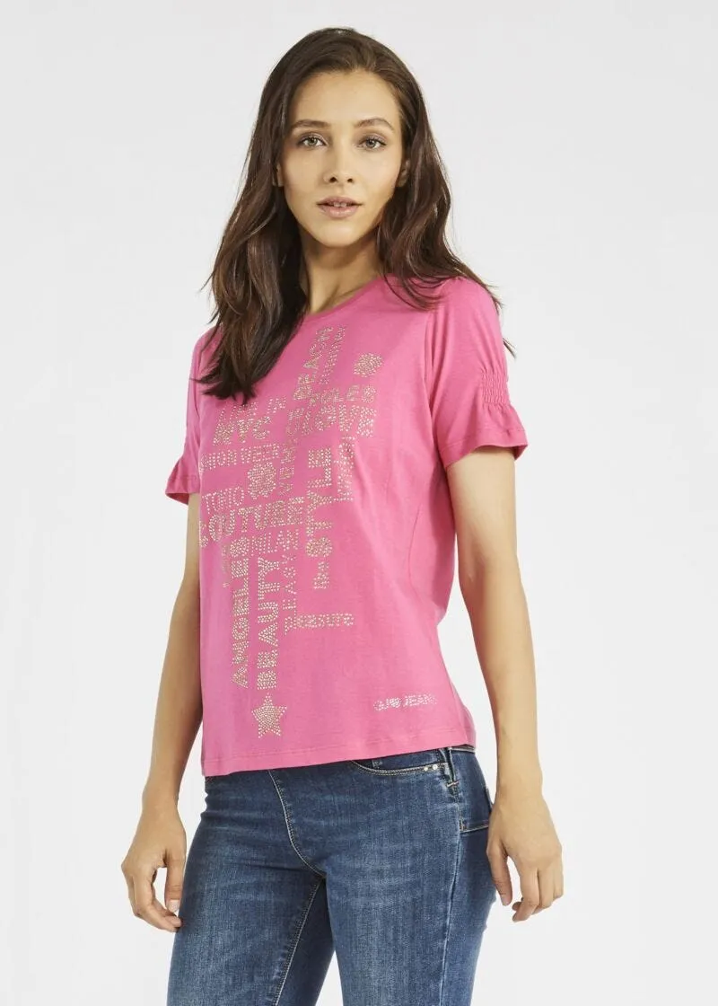T-shirt con maniche arricciate