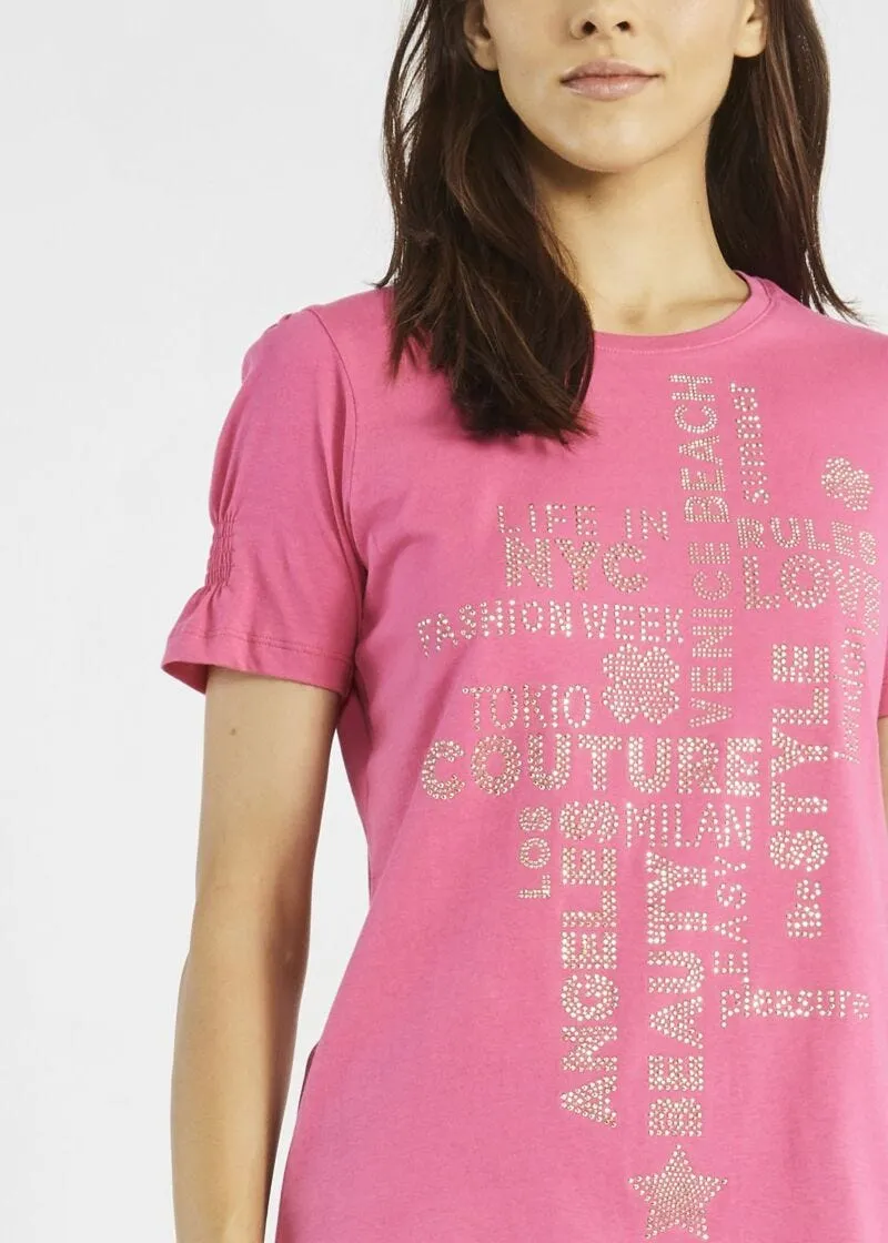T-shirt con maniche arricciate