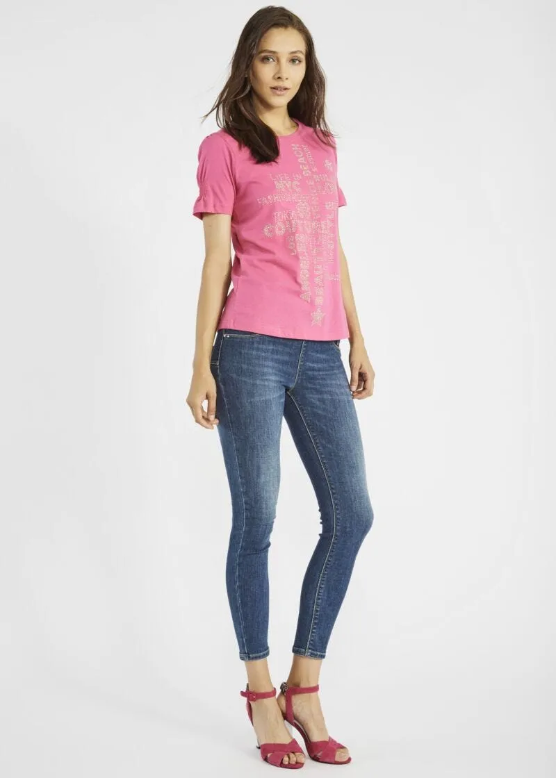 T-shirt con maniche arricciate