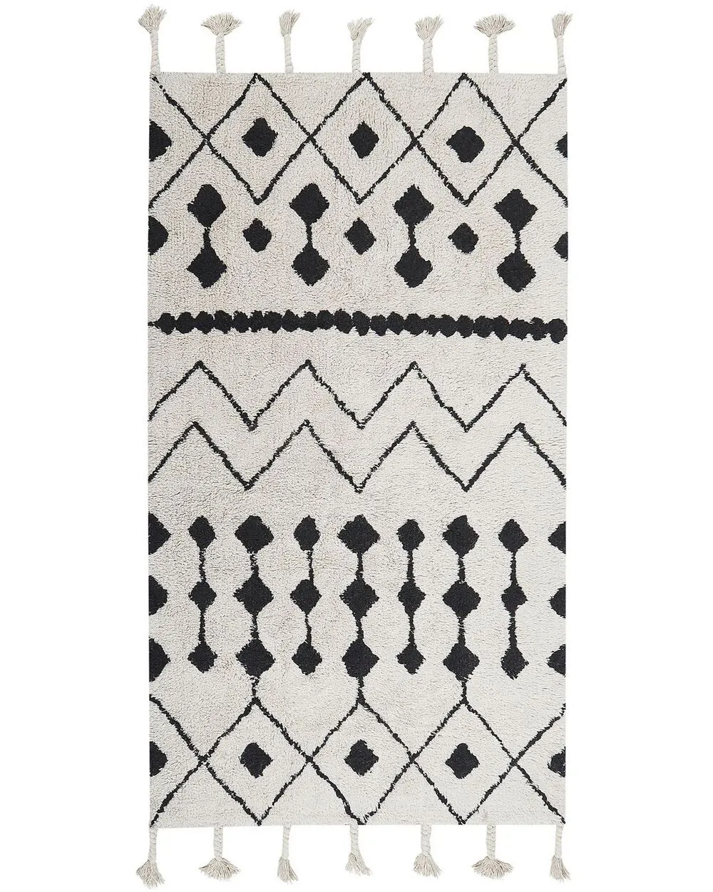 Tappeto cotone bianco sporco e nero 80 x 150 cm KHEMISSET
